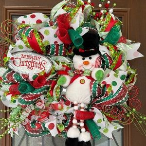 Beautiful Snowman Christmas Wreath-Handmade-